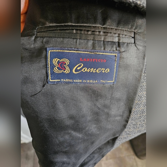 Men's Italian made dark grey wool sport coat sz44L - Picture 4 of 4